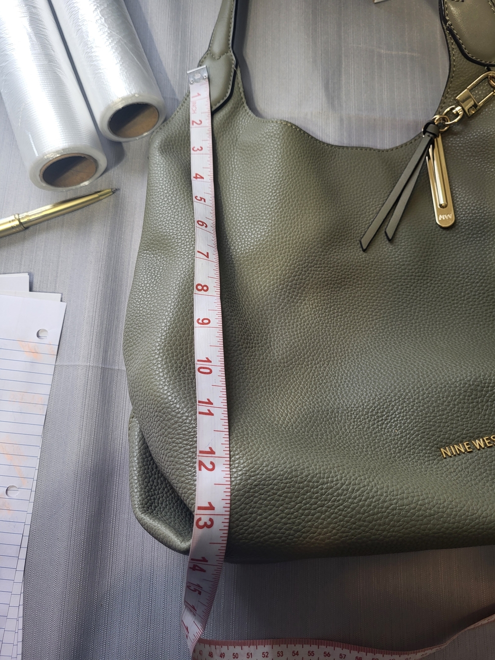 Nine West Olive Green Pebbled Hobo Bag - Picture 9 of 9
